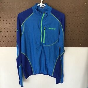 Marmot Men’s Blue Lightweight Quarter Zip Performance Pullover Hiking Layer